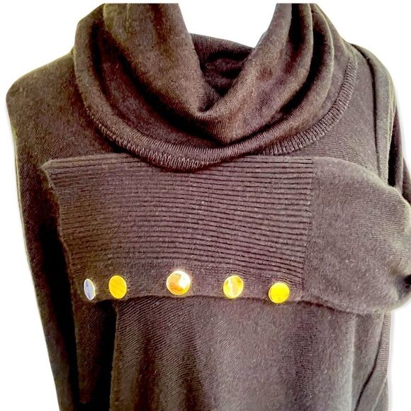 New Directions Soft Black Oversized Cowl Neck Sweater PL - Picture 5 of 7